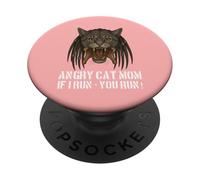 Angry Cat Mom - para dueño de Gato Realmente Malvado, Divertido diseño de Juego de Palabras PopSockets PopGrip Adhesivo