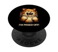 Angry Cat Rage Face Feline Humor sarcástico PopSockets PopGrip Adhesivo