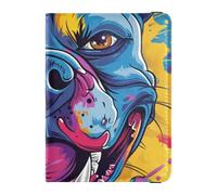 Angry Dog - Funda protectora de piel azul con diseño de perro enojado, para viajes, familia, vacunas, funda protectora para pasaporte, para hombres, impermeable, Pintura de acuarela Angry Dog azul, 1