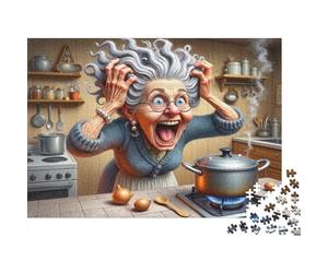 Angry Granny Cooking Colourful Crazy Grandma 1000 Pcs Jigsaws for Adults The Impossible Challenge Brain Development 52x38cm/1000pcs