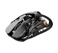 Angry miao Infinity - Ratón inalámbrico para juegos con sensor PAW3950 de 30000 DPI de metal, ultraligero, 49 g, diseño ahuecado, 7 botones programables, iluminación RGB personalizable, color negro