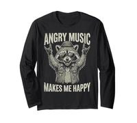 Angry Music Heavy Metal Raccoon Funny Metalhead - Ventilador de Metal Manga Larga