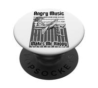 Angry Music Makes Me Happy Funny Heavy Metal Guitarrista PopSockets PopGrip Adhesivo