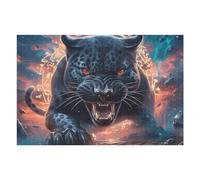 Angry Panthère Noire Puzzle 1000 Piezas Obra De Arte 3D Animal de compagnie Rompecabezas para Hombres Y Mujeres Desafío Intelectual Estera Portátil DIY Moderno 1000 PCS