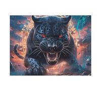 Angry Panthère Noire Puzzle 500 Piezas Hogar Decoración Animal de compagnie Rompecabezas para Hombres Y Mujeres 3D DIY Creativo Aliviar Estrés Desafío Intelectual 500 PCS