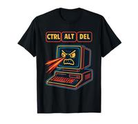 Angry Retro Computer Ctrl Alt del Laser Eyes Camiseta