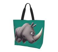 Angry Rhino Print - Bolso de mano grande para mujer, para el trabajo, escuela, viajes, compras, uso diario