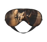 Angry Rhino Print - Máscara de ojos opaca con correa ajustable de dos caras para dormir y viajar