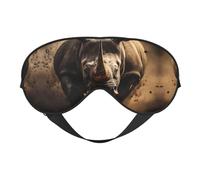 Angry Rhino Print - Máscara de ojos opaca con correa ajustable de dos caras para dormir y viajar