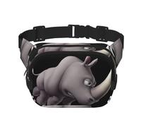 Angry Rhino - Riñonera con estampado de rinoceronte para hombres y mujeres, correa ajustable impermeable, 3 bolsillos para viajes al aire libre