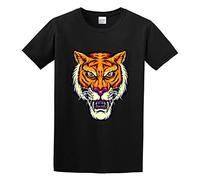 Angry Tiger Head Mascot Illustrations Men's T-Shirt Unisex Black Men Tees S