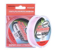ANGRYFISH Línea de pesca 100% fluorocarbono, invisible bajo el agua, hundimiento más rápido, línea líder de pesca ultra baja elástica (rosa, 11 libras/0.128 mm-55 yardas)
