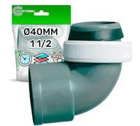 Angular Manguito para Empalme Desague Lavadora con Contratuercas Rosca 1 1/2” y Conexión Adhesiva Ø 40 mm de PVC - ONIX TECH