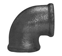 Ángulo de 90, 90°, Rp 1 1/2 i, Rp 1 1/2 i., fundición maleable negra, temperatura de funcionamiento de -20 °C a 300 °C, ISO 7-1.