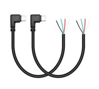 Ángulo recto corto, cable desnudo USB C a 4 pines, extremo abierto, 30 cm, 90 grados USB tipo C enchufe macho, alimentación de coleta de 4 pines y cable de datos, 22 AWG, 5 V/3 A, para dispositivo USB