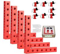 Ángulo Recto Tipo L - Cuadrados de posicionamiento de 90 grados,AleacióN de Aluminio de 14 X 14 CM,Abrazadera de 90 Grados para Sujetar Cajas,Marcos De Fotos (Red 4 Pack)