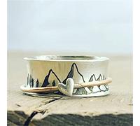 ANGUOEY Keep Climbing Ring, Personalizado Spinner Ring, Handcrafted Design Creative Motivational Gift, Mountain Ring Gift for Outdoor Lovers and Hikers