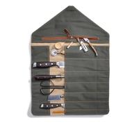 Angus Stoke Bolsa para cuchillos de cocina de piel de búfalo, exclusiva bolsa de 7 cuchillos enrollables con compartimentos adicionales, bolsa de cocina de piel Gordon, Marrón, 57 cm x 57 cm x 38 cm