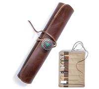 Angus Stoke Bolsa para cuchillos de piel - 7 piezas de cuero de búfalo premium rollo para cuchillos de cocina - bolsa para cuchillos - bolsa de cocina Jamie, Marrón, 40 cm x 29 cm, Bolsa para