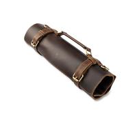 Angus Stoke Funda extra grande de piel de búfalo para cocineros - Premium Cuero auténtico - Cuchillo de chef Pro - Funda para cuchillo de chef con cierre - Bolsa de cocina Ethan (marrón)