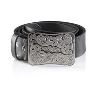Angus Stoke James - Cinturón de piel de búfalo hecho a mano para hombre y mujer, estilo vintage, con hebilla de metal, Negro , Bundweite 120 (58-60)