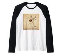 Angus Vitruvianus Citharae Magister. Funny Guitar Da Vinci Camiseta Manga Raglan