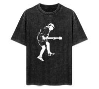 Angus Young Rock Icon Caricature - Camiseta unisex para hombre, color negro, Negro, XL
