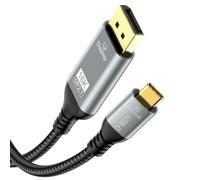 Angusplay Cable USB C a DisplayPort 2.1, 16K 30Hz 8K 60Hz 4K 240Hz 40Gbps, cable Thunderbolt 4/3 a DP 2.1, compatible con Macbook Pro/Air para Macbook iPhone 16/15 Pro Max, 2M