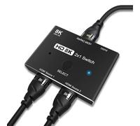 Angusplay Conmutador HDMI 2.1 versión 8K Switcher Splitter KVM Ultra HD 2 en 1 Salida de alta velocidad 48Gbps Soporte 4K @120Hz 8K @60Hz Adaptador Convertidor para PS5 Xbox Monitor, etc