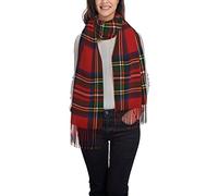 ANGYANG Bufanda cálida, tela escocesa escocesa, colores clásicos, Royal Stewart Tartan, chales grandes de Cachemira suave para mujer, estola ligera, 192x75 cm