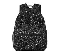 ANGYANG Mochila informal Brillo plateado brillante sobre fondo negro Mochila clásica Mochila escolar resistente al agua Mochila informal con bolsillos laterales
