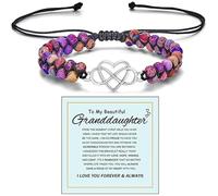 Angyape Pulsera trenzada hecha a mano con texto en inglés «To My Granddaughter Forever Linked Together», pulsera trenzada ajustable Infinite Forever, pulsera para nieta de Grandma Mind Peace Jewelry