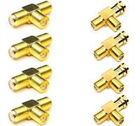 ANHAN - Divisor Tipo F de 3 vías, en Forma de T, 1 Hembra a 2 Hembra y 1 Macho a 2 Hembras, adaptadores RF coaxiales, Conectores coaxiales, 8 Paquetes