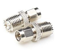 anhan SMA macho a mini UHF hembra adaptador Cable Coaxial recto conector RF coaxial adaptador chapado en níquel, 2 paquetes