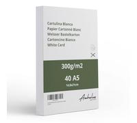 ANHELUS PAPER & DECO | Cartulina A5 Blanca 300gr | Pack 40 Hojas | Cartulina Gruesa Satinada | Para Imprimir, Dibujar, Manualidades, Recortar y Scrapbooking