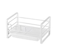 ANHORTS Porta Esponja Cocina, Soporte Organizador Fregadero, Escurridor Almacenaje, Escurridor Bandeja Drenaje, para Colocar Cepillo Esponja Detergente y Gel Higienizante Manos, Blanco
