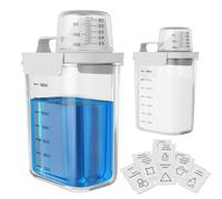 Anhow 1800ml Dispensador de Detergente, Dosificador Detergente Lavadora con Vaso Medidor Sin BPA con 6 Pegatinas de Categorías para Detergente y Detergente en Polvo - Transparente