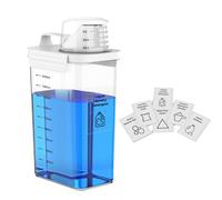 Anhow 2300ml Dispensador de Detergente, Dosificador Detergente Lavadora con Vaso Medidor Sin BPA con 6 Pegatinas de Categorías para Detergente y Detergente en Polvo - Transparente