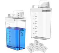 Anhow 2300ml Dispensador de Detergente, Dosificador Detergente Lavadora con Vaso Medidor Sin BPA con 6 Pegatinas de Categorías para Detergente y Detergente en Polvo - Transparente