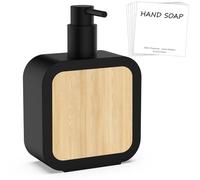 Anhow 390ml Dispensador Jabon, Dispensador de Gel y Champu Ducha con 6 Etiquetas de Clasificación Transparentes Dispensador de Jabón de Botella de Bomba Recargable - Negro Mate