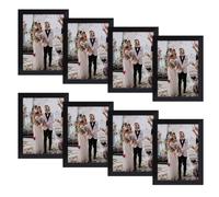 Anhow 8 Piezas Marco de Fotos 9x13 cm, Decoración del Hogar PVC Marcos de Fotos 3,5x5 Pulgadas Elegante y Fino, Estilo Moderno para Exhibición en Pared o Mesa - Negro Mate
