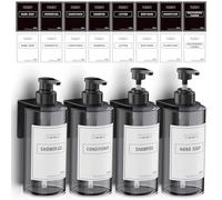 Anhow Botes para Gel y Champu 500ml, 4 Piezas Dispensador Jabon Baño, Gris