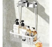 Anhow Cesta Ducha Colgar, Estanteria Ducha sin Taladro, Blanco | Colgador Ducha Aluminium, Accesorios Baño Jabonera Ducha Estante de Duchade, 31x12x38 cm