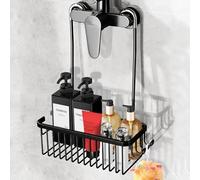 Anhow Cesta Ducha Colgar, Estanteria Ducha sin Taladro, Negro | Colgador Ducha Aluminium, Accesorios Baño Jabonera Ducha Estante de Duchade, 31x12x38 cm
