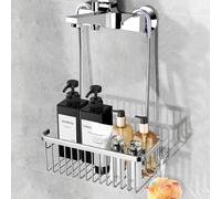 Anhow Cesta Ducha Colgar, Estanteria Ducha sin Taladro, Plata | Colgador Ducha Aluminium, Accesorios Baño Jabonera Ducha Estante de Duchade, 31x12x38 cm