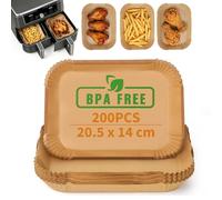 Anhow Papel Freidora Aire Doble 20,5x14 cm, 200 Piezas Papel de Horno Rectangular Accesorios Airfryer Compatible con Cecotec Ninja Cookwise Dual Double Stack Air Fryer