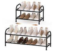 Anhow Zapatero de 2 Niveles Extensible, Zapatero de Metal | para 8 a 10 Pares de Zapatos Estantería de Zapatos Ideal para Entrada, Pasillo, Armario, Baño, Sala de Estar y Exterior