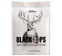 Ani-Logics Outdoors Black Ops Whiteout Mineral granular para ciervos, atrayente de ciervos dulce y salado, fórmula en polvo que se empapa en el suelo, construye lame minerales y dibuja lejos, 6.5