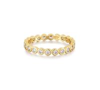 ANIA HAIE Anillo de mujer Chic Creator Bezel Set de anillo de plata de ley 925 chapado en oro de 14 quilates, cubierto con 22 circonitas tamaño EUR, talla 52, incluye paquete de regalo