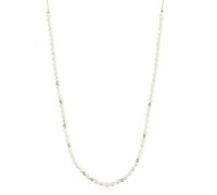 ANIA HAIE Collar para mujer Chic Creator Freshwater Pearl and White Cubic Zirconia Bezel Set Slider de plata de ley 925 chapado en oro de 14 K, 76 perlas de agua dulce y 38 circonitas cúbicas